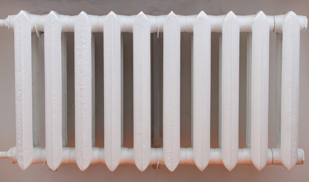 radiator painted in white paint